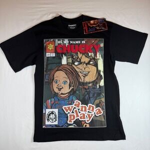 Chucky Comic Book Style Graphic T-Shirt Horror Movie Tee Mens Small